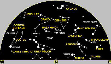 Northern Hemisphere Constellation Map Summer 1
